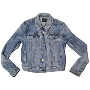 BDG Studded Denim Jacket Women S Blue Good Distressed Trucker Urban Outfitters